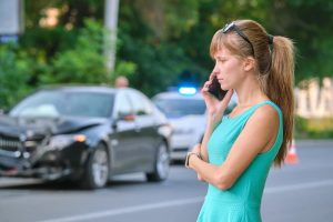 woman calls after an accident